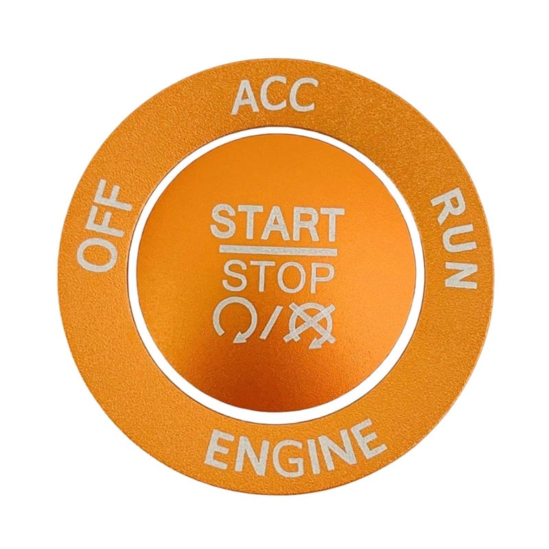 ALETAI Push Start Stop Button Cover Trim for 2015-2021 Dodge Challenger Dodge RAM 1500 Dodge Charger, Aluminum Alloy, Orange - Image 1